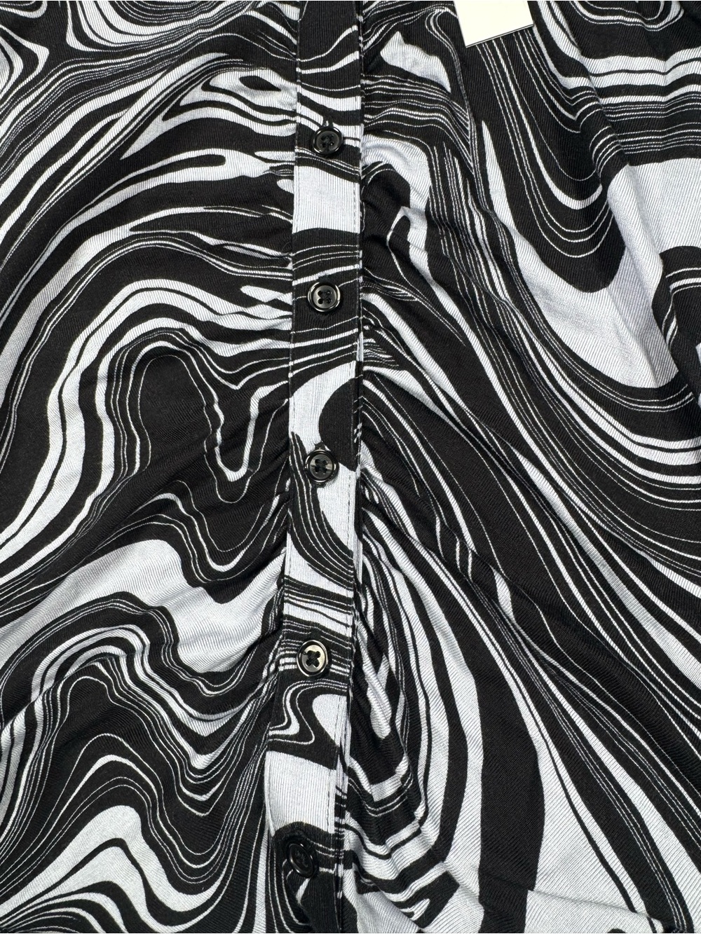 Sanctuary Black & White Marble Swirl Button-Down Shirt Size S - Picture 4 of 6